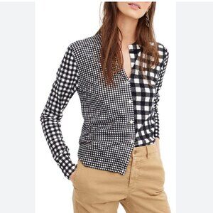 J. Crew cotton Jackie cardigan in gingham black white XL